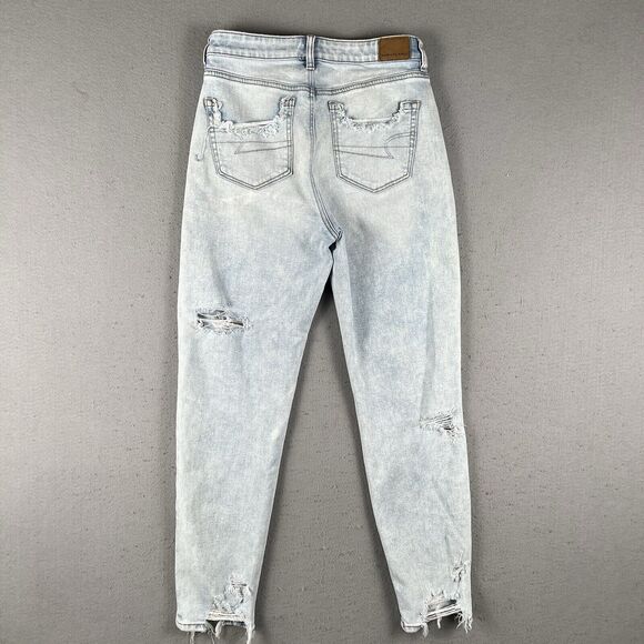 American Eagle Jeans Women’s 4 Mom Jean Stretch Light Wash High Rise - Picture 14 of 16
